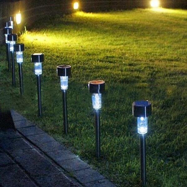 2018 solar lawn lamp plastic white light outdoor waterproof LED lighting plug garden light tube light