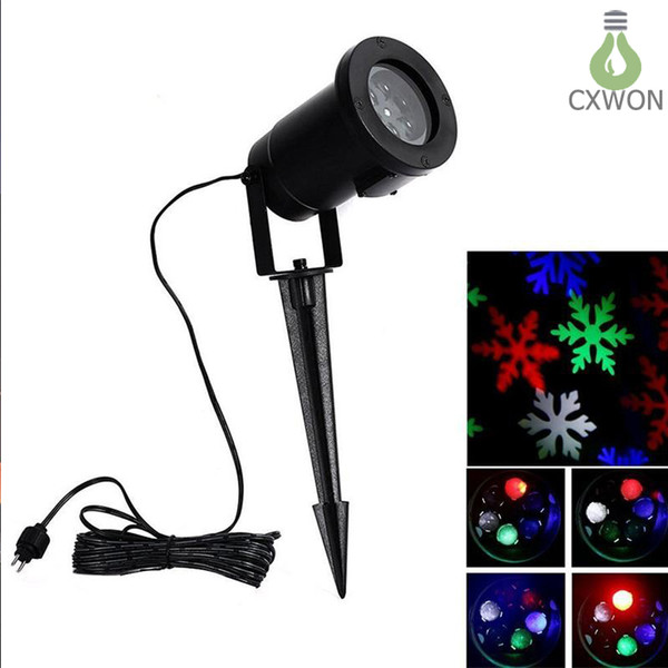 4 color Snowflake Wall Decoration Laser light 4w waterproof 100-240v auto-Moving Spotlight Indoor LED Landscape Projector Light