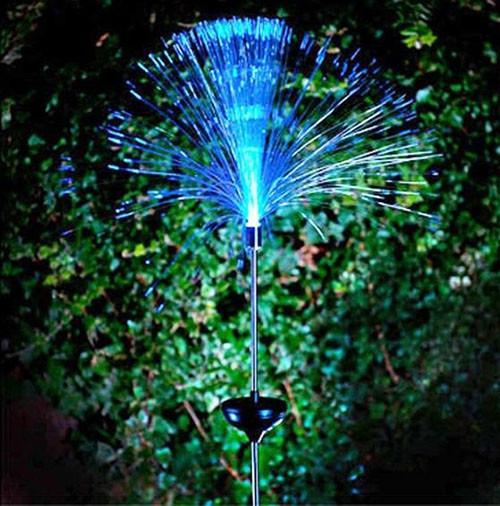 Wholesale-Solar Power Color Change Fibre Optic Garden Outdoor Yard LED Light Lamp Bulb Hot Free Shipping