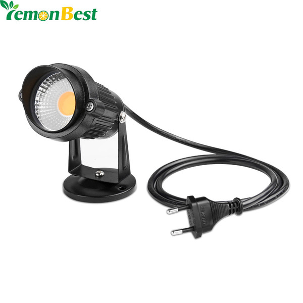 Wholesale- EU Plug 5W COB LED Lawn Light Garden Floodlight with Base Yard Patio Path Spotlight Lamp Waterproof Warm /Cool White AC 85-245V