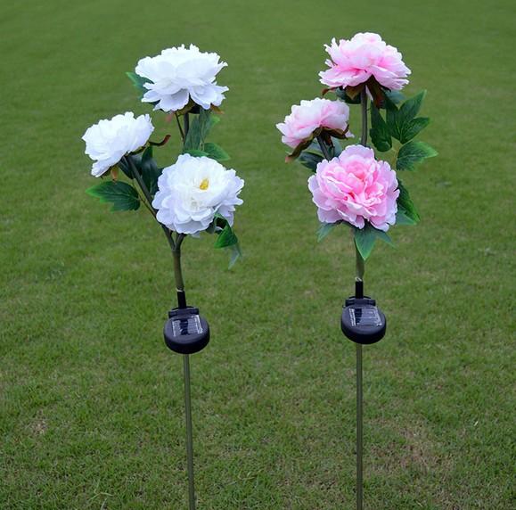 3 solar peony lights outdoor LED artificial flower solar lawn lamp to insert light 5pcs