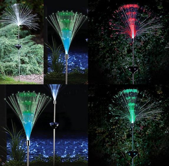 2 solar fiber lawn lights LED outdoor decorative lawn lights colorful color fiber optic lights