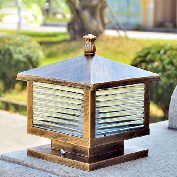 Bronze antique brass landscape japanes black classic outdoor waterproof outdoor door on top wall post light bollard lamp pillar lighting