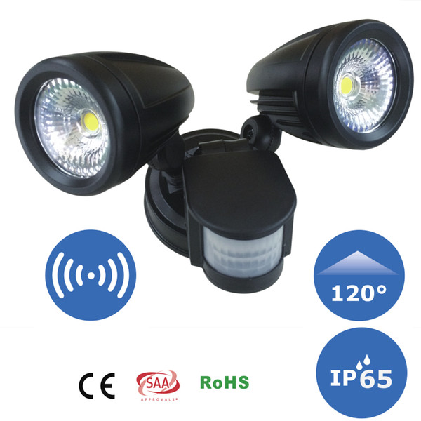 2xDual Security Detector LED Spot Light Motion Sensor Outdoor Wall Mounting COB Floodlight