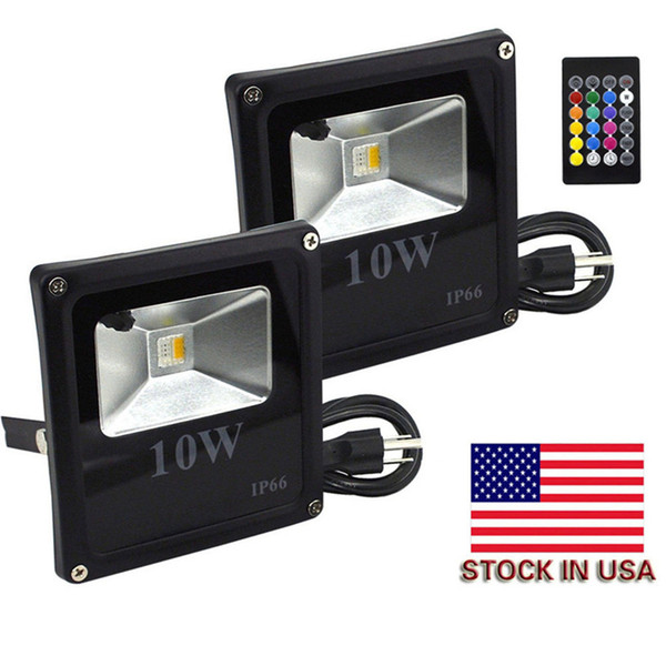 Stock In US + 10W 20W 30W 50W Waterproof Floodlight Landscape Lamp RGB LED Flood Light Outdoor LED Flood Lamp 110V 85-265V