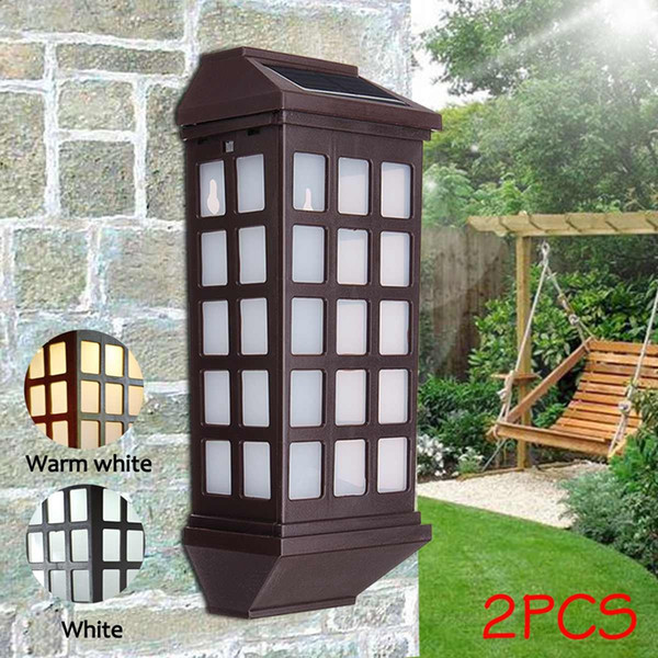 Edison2011 2pcs/lot LED Retro Solar Light Waterproof IP65 Wall Lamp Outdoor Fence Lights Path Roof Corridor Yard garden Lighting Warm White