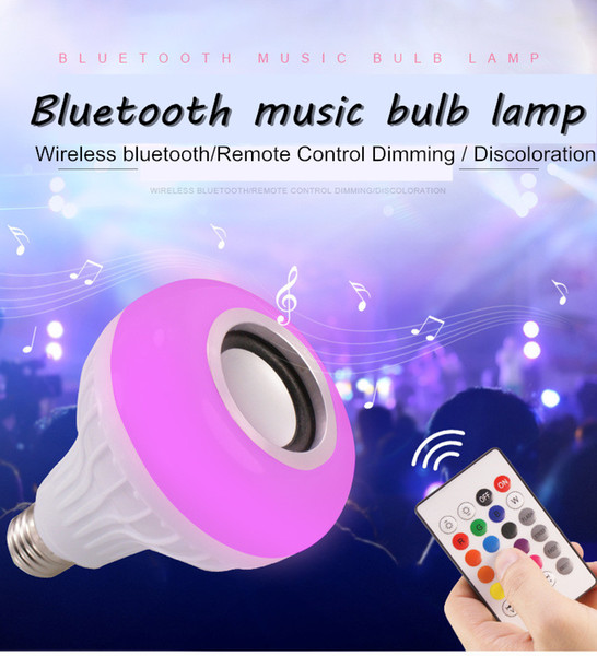 new Smart led music bluetooth bulb lamp E27 screw light color changeable 12 colors bluespeaker lighting kit