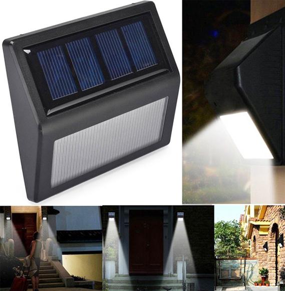 Outdoor Wall Step Lamps Solar Lights IP55 Solar Powered Auto Sensor Light for Modern Fixture Hallway Garden Stair Fence Wall Step Lighting