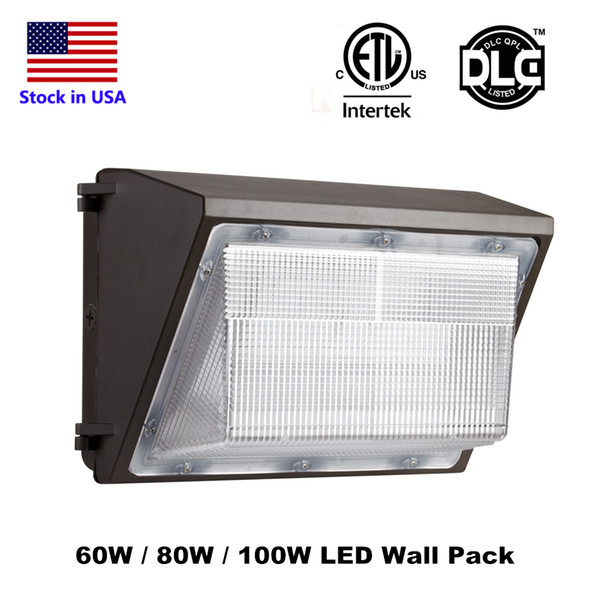 Outdoor LED Wall Pack Light 60W 80W 100W Industrial Wall Pack Fixture Light Daylights 5000K AC90-277V CRI75 IP65 DLC ETL Listed