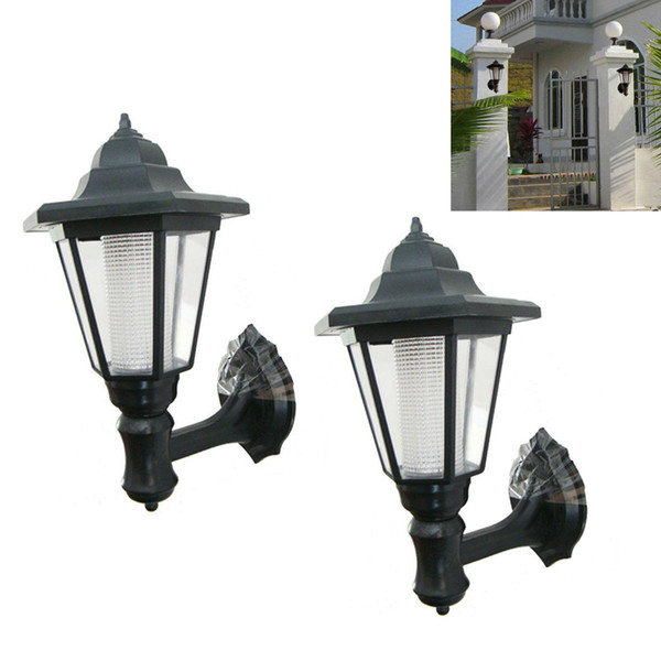 2Pcs Outdoor Solar Garden LED Lamp Green Power Building Wall Path Hanging Lights Outdoor Wall Lamps LEG_21O