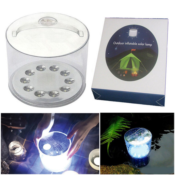 solar led outdoor lighting Inflatable 10 LED solar lights Portable Outdoor Camping Waterproof Solar led lights