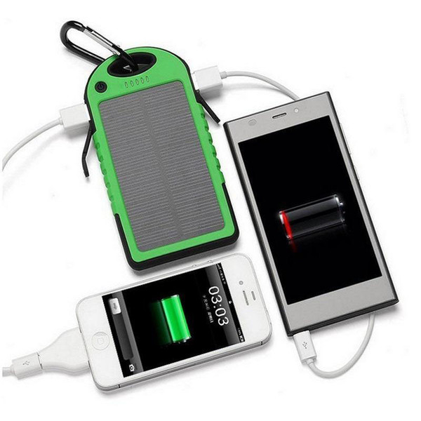 USB Solar Power Bank Portable Charger Outdoor Travel Battery LED Light 5000mAh for iPhone Android Laptop Camera