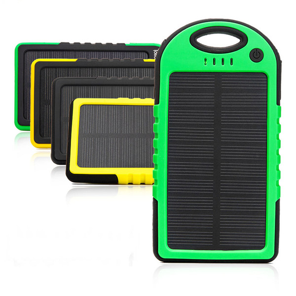 Universal 5000mAh Solar Charger Waterproof Solar Panel Battery Chargers for Smart Phone iphone7 Tablets Camera Mobile Power Bank Dual USB