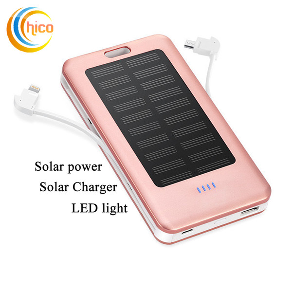 High quality 10000mAh Solar Charger and Battery Solar Panel portable power Charging treasure Aluminum Shell with Flashlight waterproof