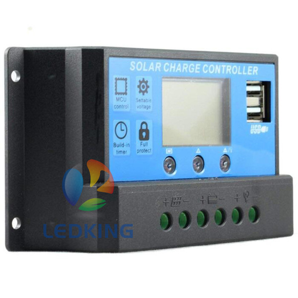 Solar Panel Charge 10A 20A 30A PWM Solar Charge Regulator 12V/24V Controller Battery Voltage Intelligent Regulator USB Port 5V Light