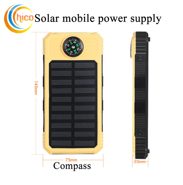 High quality Solar Charger and Battery Solar Panel Solar mobile power supply with Flashlight led light waterproof