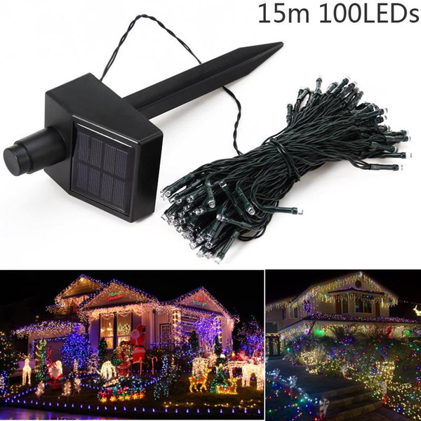 Hot 15M 100 LEDs Solar Power Fairy Lights Holiday Lighting Xmas Holiday Party Outdoor Garden Tree Decoration String Lamp