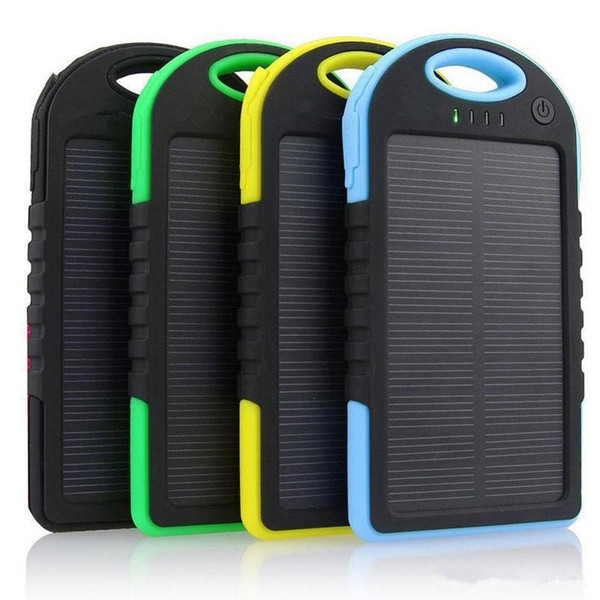 5000mAh Solar Charger and Battery Solar Panel portable power bank for Cell phone Laptop Camera MP4 With Flashlight waterproof shockproof