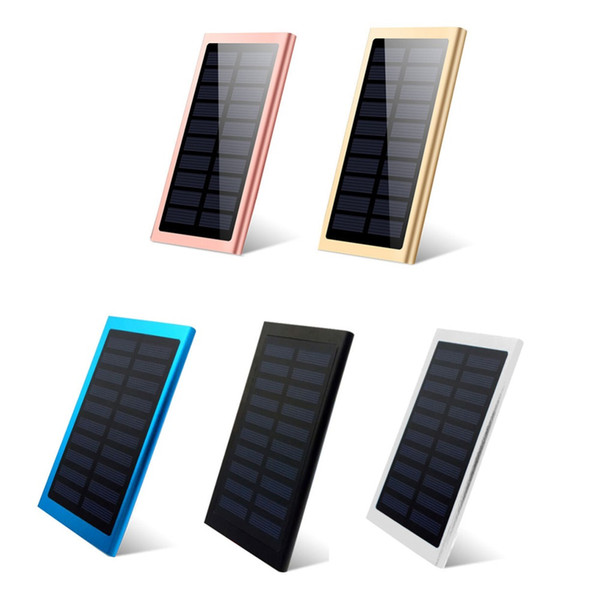 Ultra thin Solar Power Bank 20000mAh External Battery Portable Universal Cell Phone PowerBank Chargers For iphone IPAD Android Smartphone