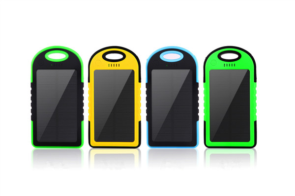 Universal 5000mAh Solar Charger Waterproof Solar Panel Battery Chargers for Smart Phone iphone7 Tablets Camera Mobile Power Bank Dual USB