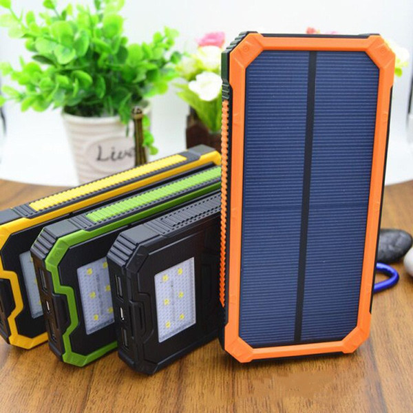 Solar Chargers 20000mAh Portable Dual USB Solar Battery Charger External Battery Pack Solar Phone Charger Power Bank with 6LED Flashlight