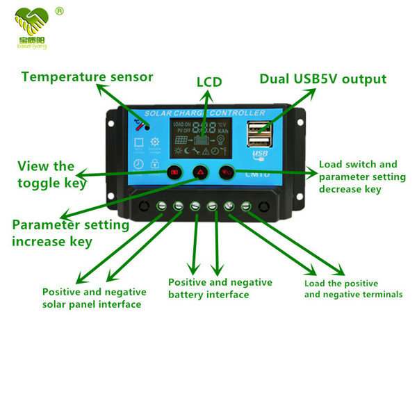 12V24V10A solar controller Lead Acid Battery Solar Controller voltage and current display