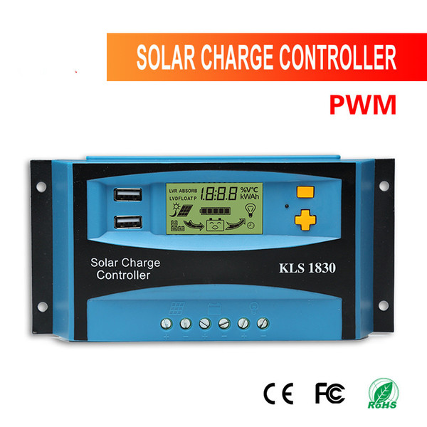 Blue shell 12V30A solar charger controller 24V Gel Battery Solar street lamp controller Dual usb