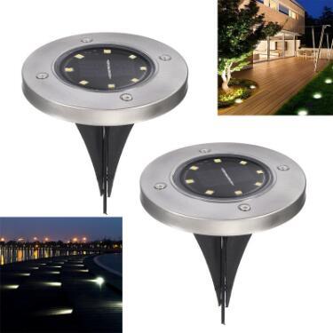 Solar Powered Ground Light Waterproof Garden Pathway Deck Lights With 8 LEDs Solar Lamp for Home Yard Driveway Lawn Road