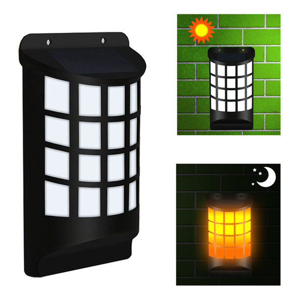 DHL shipping Solar Light Waterproof Flickering Dancing Flames Wall Lights Outdoor Sensor Auto On Off For Garden Pathway Decoration Lighting