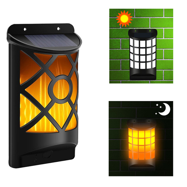 DHL shipping Solar Lights Outdoor Waterproof Flickering Dancing Flames Wall Lights Outdoor Dark Sensor Auto On/Off Solar Powered Wall