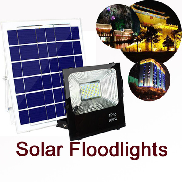 Solar Powered Flood Lights Outdoor, Remote Control Solar Light IP67 Waterproof, Dusk to Dawn Solar Security Floodlight Fixture for Yard, Bar