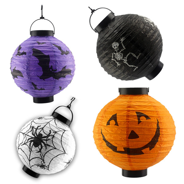 Halloween pumpki lamps outdoor solar lantern waterproof nylon 10in 8in 6in white RGB Color chinese lanterns led solar lights