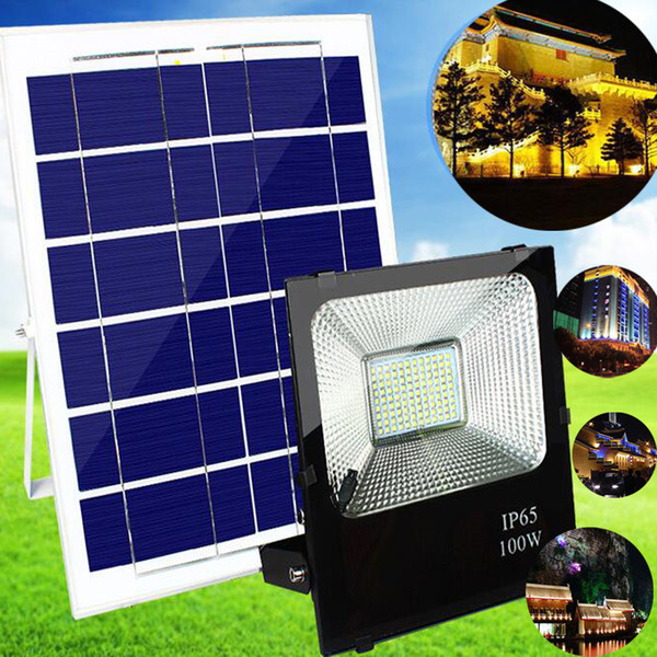 Solar Powered Flood Lights Outdoor, Remote Control Solar Light Waterproof, Dusk to Dawn Solar Security Floodlight Fixture for Yard, Bar