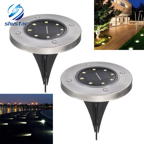 Solar Powered Ground Light Waterproof Garden Pathway Deck Lights With 8 LEDs Solar Lamp for Home Yard Driveway Lawn Road