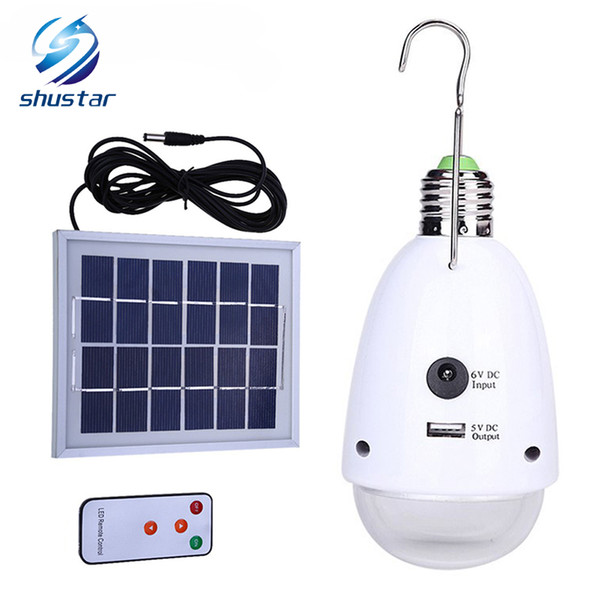 indoor lighting Dimmable E27 led solar lamp with remote control AC90~260V/DC6V outdoor lighting solar caping light