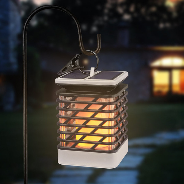 Solar Powered 75 LED Flame Effect Hanging Lantern Light Outdoor Waterproof for Yard Garden Lawn Tree Decor Camping Tent