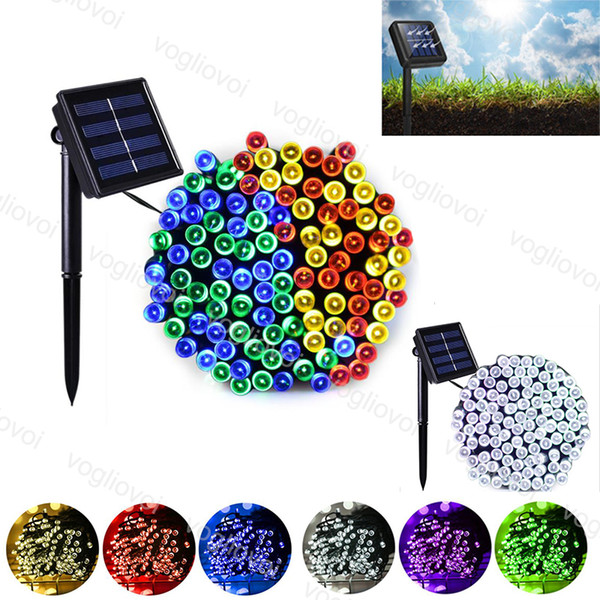 Outdoor Led Christmas Lights Solar Led string 12M 22M 100 200 LED RGB single color Decoration Light for Christmas Garden Holiday DHL