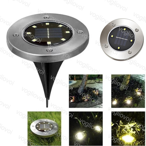 Solar Led Outdoor Lighting Underground 4LED 8LEDS Warm White for Outdoor Path Garden Lawn Landscape Decoration Lamp Stainless Steel PC DHL