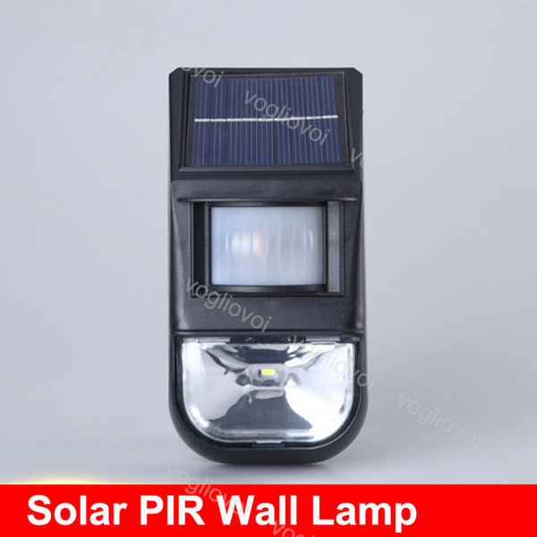 LED Solar Light Outdoor PIR Motion Sensor wall Lamps 1 LED Solar Power Light Garden Security Lamp Wall Waterproof Warm White Light DHL