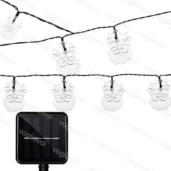 Solar Christmas Lights 20LED 30LED Santa Claus String Lamp Warm White Blue Purple Colorful Waterproof Christmas Wedding Party Garden DHL