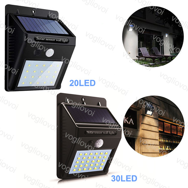 Solar Led Outdoor Lighting 20LEDs 30LEDs Solar Panels PIR Motion Sensor Waterproof LED Garden Light Outdoor Pathway Lamp Wall Light DHL