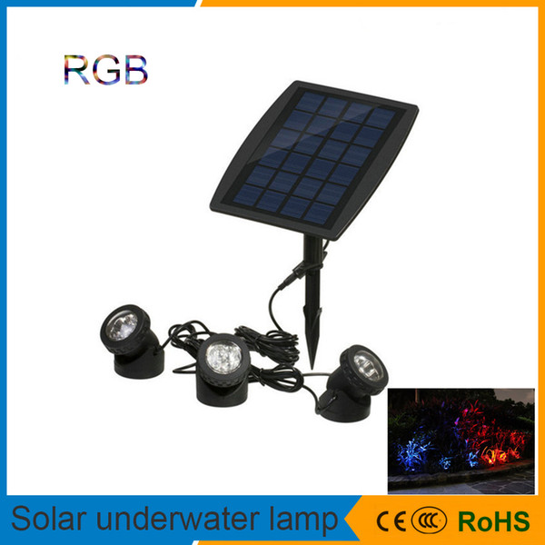 Garden Pool Pond Yard Lights Outdoor Spot Light 18LEDs Solar underwater Spotlights with solar panel 3 RGB lawn Solar Lamps christmas lights