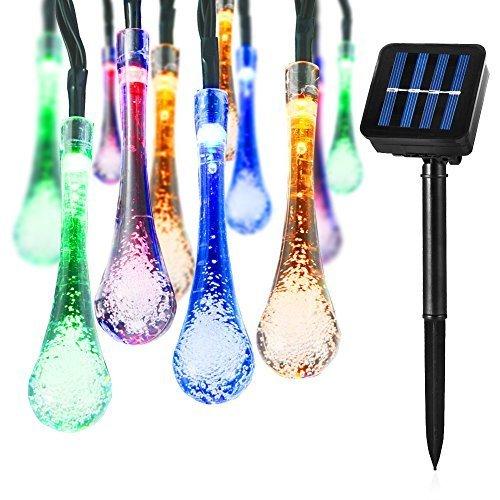 Solar String Lights LED Water Drop Lights Decorative Solar Fairy Lights,5M 50 LED Lights,Perfect for Decorating House, Garden