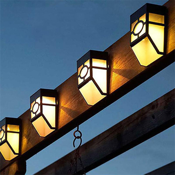 Led Porch Lamp Waterproof 2 Led Solar Wall Lamps Solar Powered Panel Street Light Garden Pathway Wall Spotlight Warm White outdoor lampada