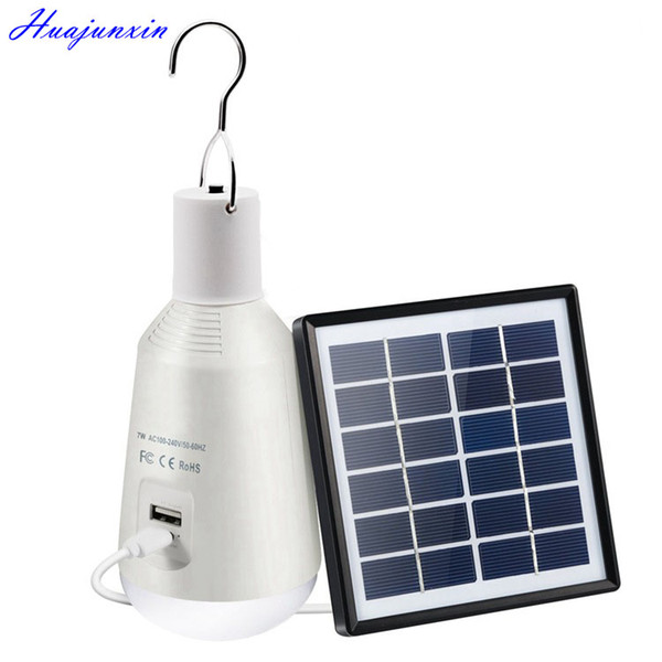 LED Camping Light Bulb Solar Panel and USB Rechargeable Portable Outdoor Solar Energy Lamp Lighting for Emergency Hurricane Power Outage