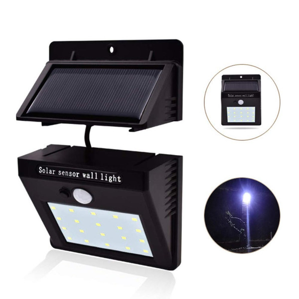 20LED Split Solar Light Outdoor Waterproof Motion Sensor Wall Light with Automatic On/Off Garden Deck Courtyard Garden White light