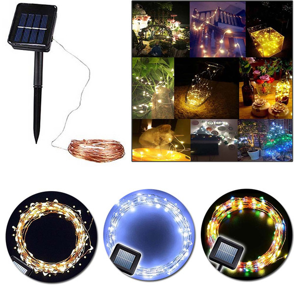 High Quality 10M 100leds Copper Wire Waterproof Solar Power String Fairy Light Xmas Wedding Party Decor Lamp