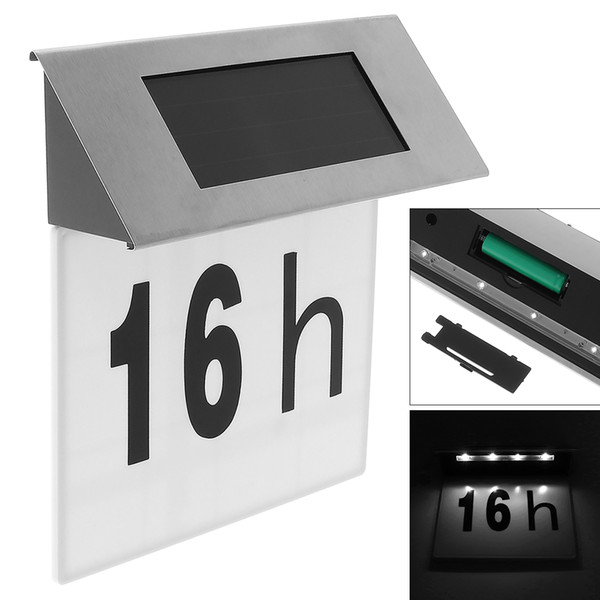 Solar Energy LED Door Lights Waterproof Outdoor Stainless Steel Wall Lamp House Apartment Number Lamp LEG_23H