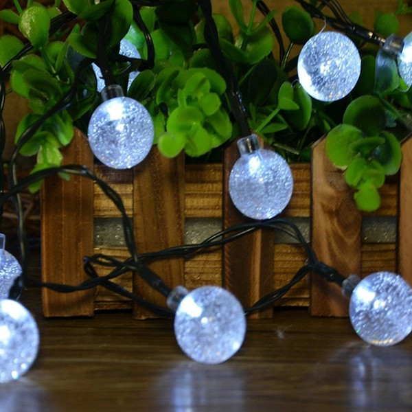 Solar Power Fairy 2.5cm big Size Crystal Ball String Lights 5M 30 LED Christmas tree lights Decorative For Outdoor