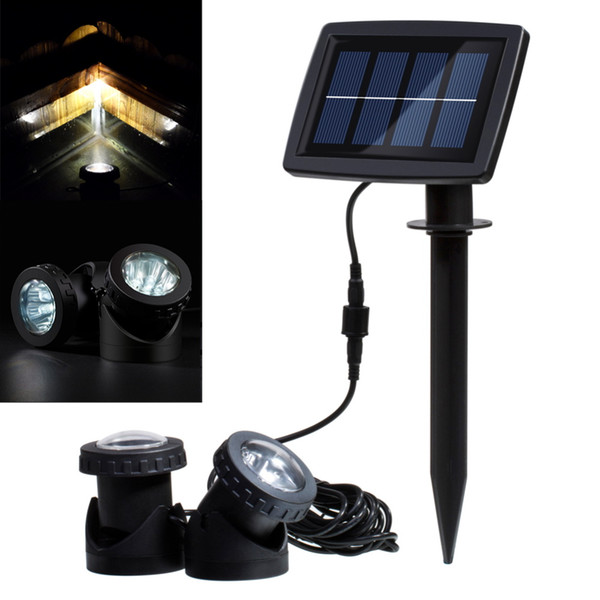 Solar Powered Light 2 Lamps 12 LED Waterproof Landscape Spotlight for Garden Pool Pond Lawn LEG_22Y